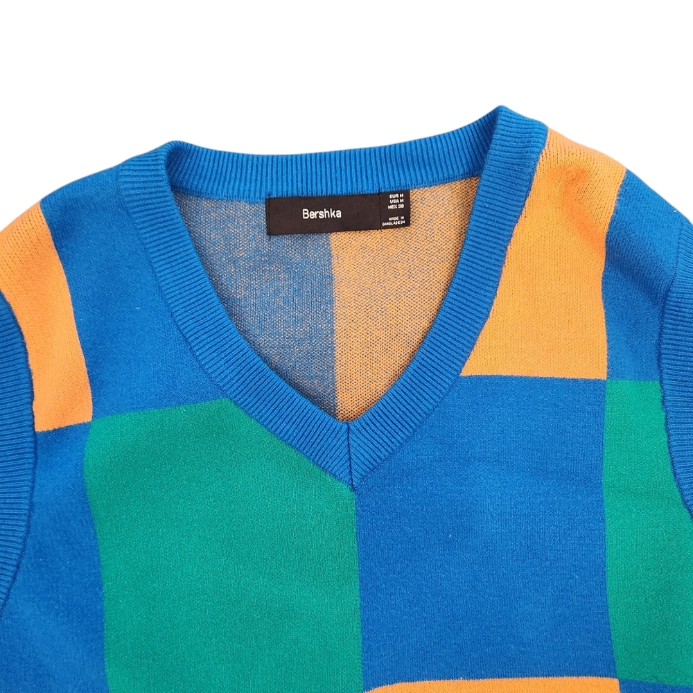 Bershka Mens checkered sweater vest sz M - Picture 4 of 6